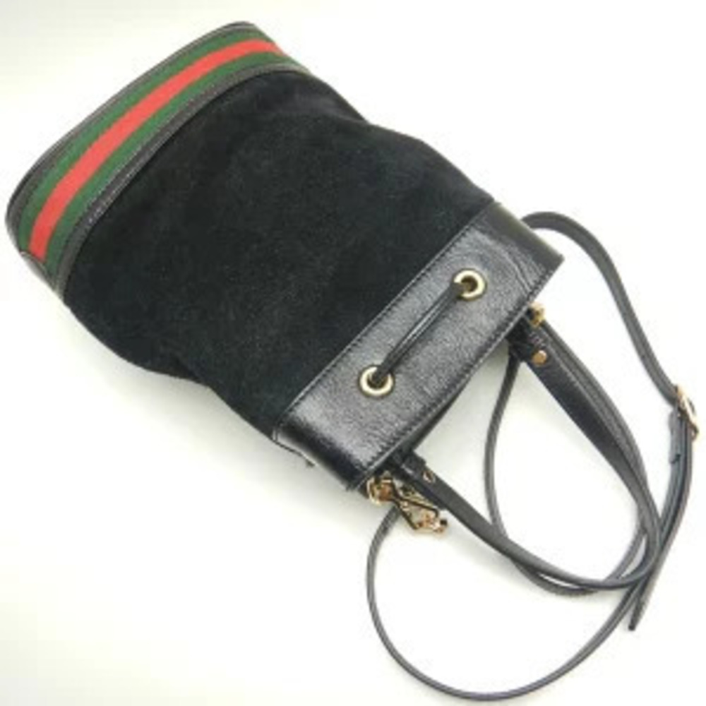 Gucci Vernis Suede Black Bag Leather Bucket Ophidia Shoulder Patent - Picture 1 of 8